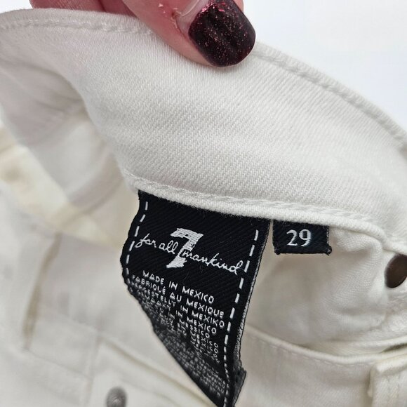 7 For All Mankind White Stretch Skinny Jeans 11" High Rise Zipper Size 29 - Picture 7 of 10